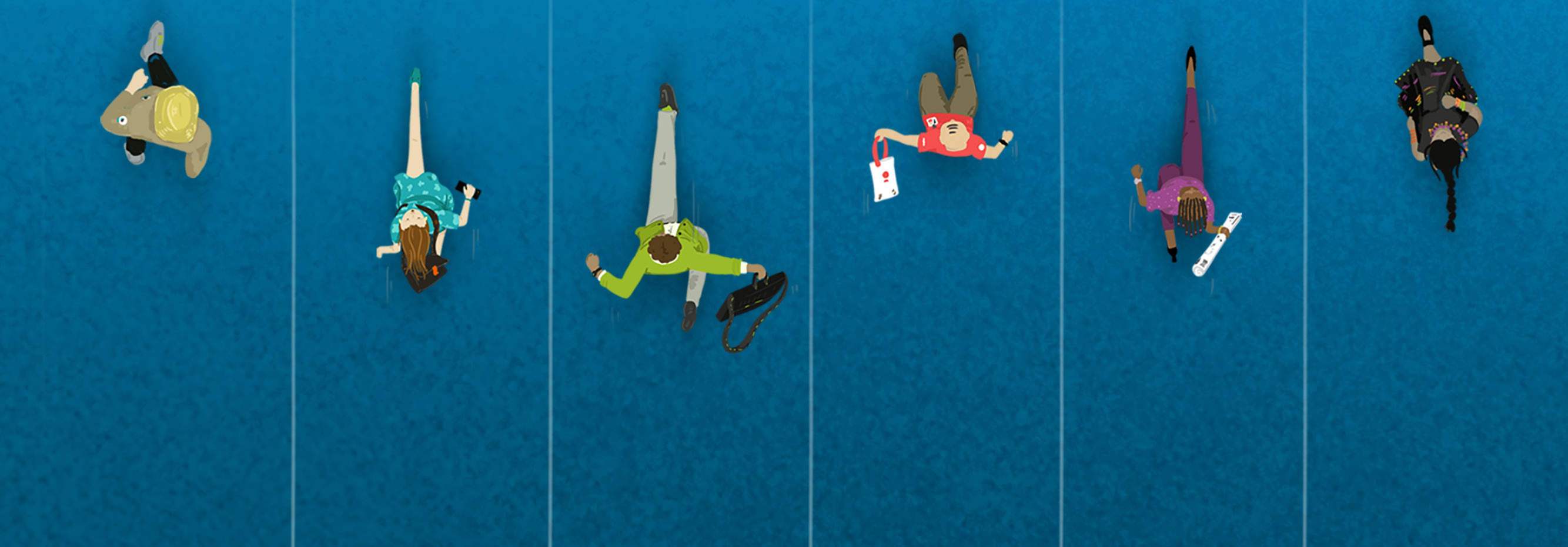 People running for banner - Inter American Development Bank